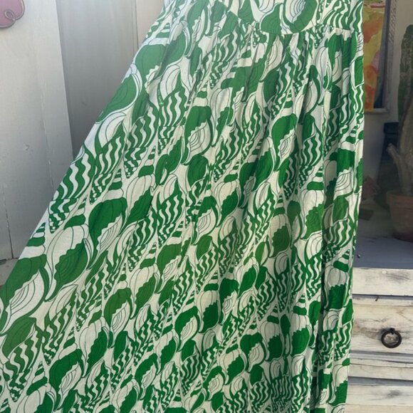 FARM Rio Green and White Pleated Maxi Dress - Picture 3 of 10